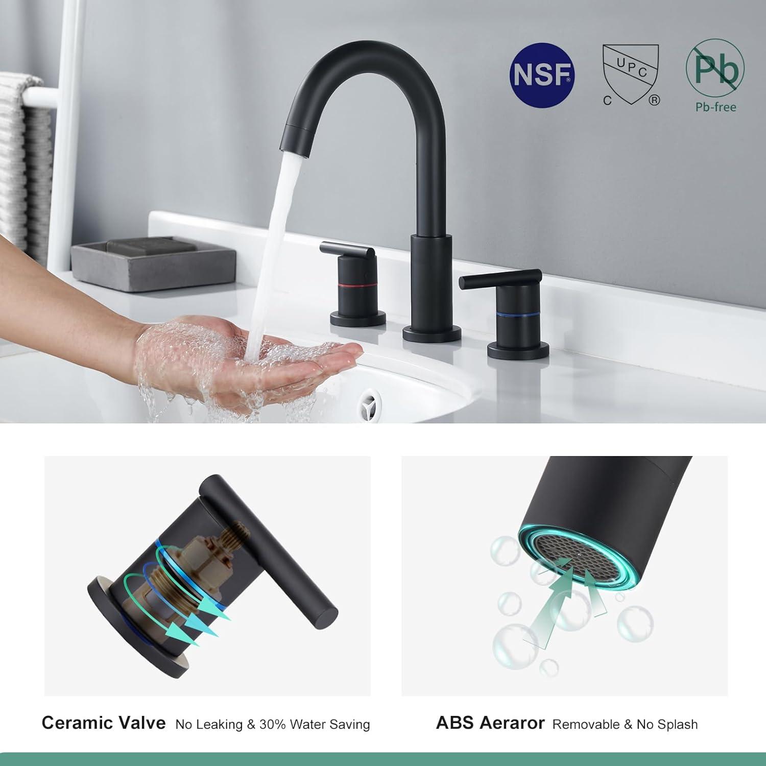 iVIGA VBA90B Bathroom Faucet 3 Hole With 360° Swivel Spout And 2 Handle Design