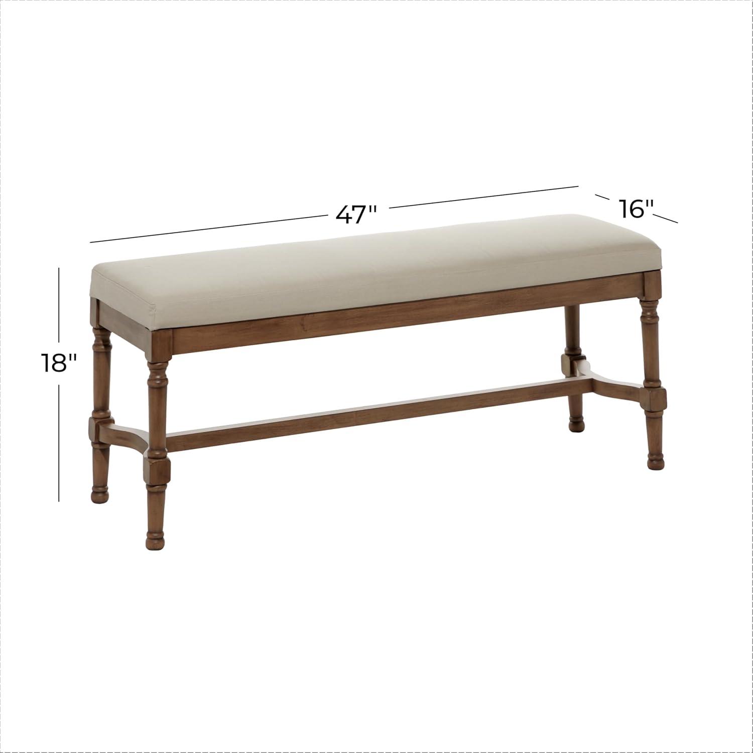 DecMode Wood Bench with Burlap Seat, Brown