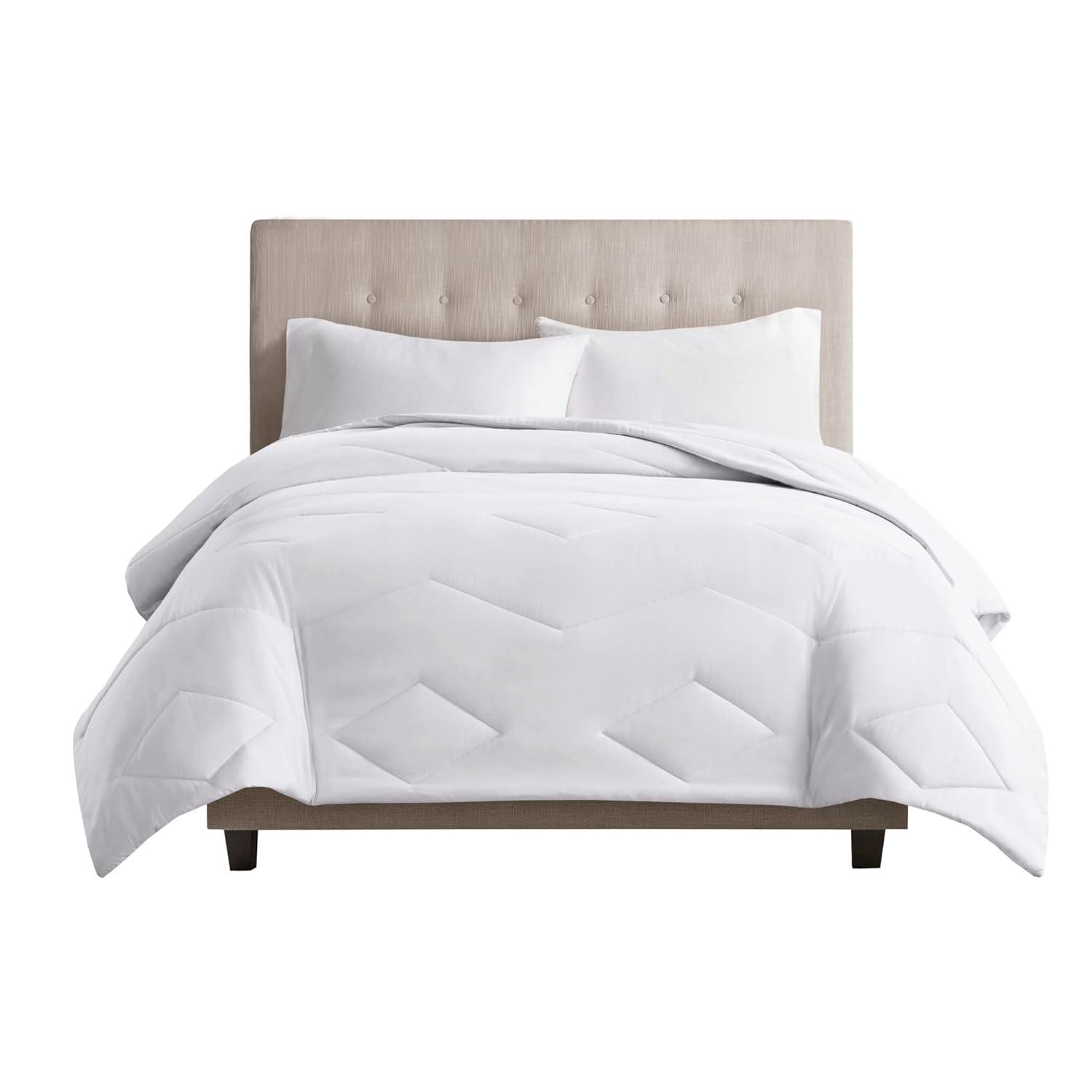 Madison Park Windom Down Alternative Comforter, Premium 3M Scotchgard Moisture Wicking Treatment, Lightweight and Soft Bed Cover For All Season, Diamond Quilt White Full/Queen