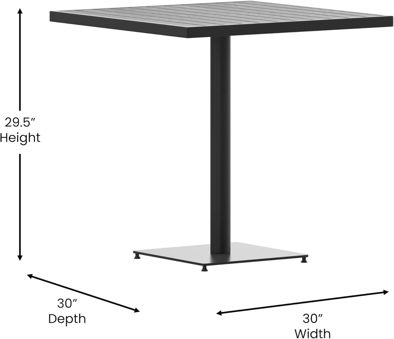 Flash Furniture Lark Outdoor Patio Bistro Dining Table with Faux Gray Wash Teak Poly Slats, 30" Square