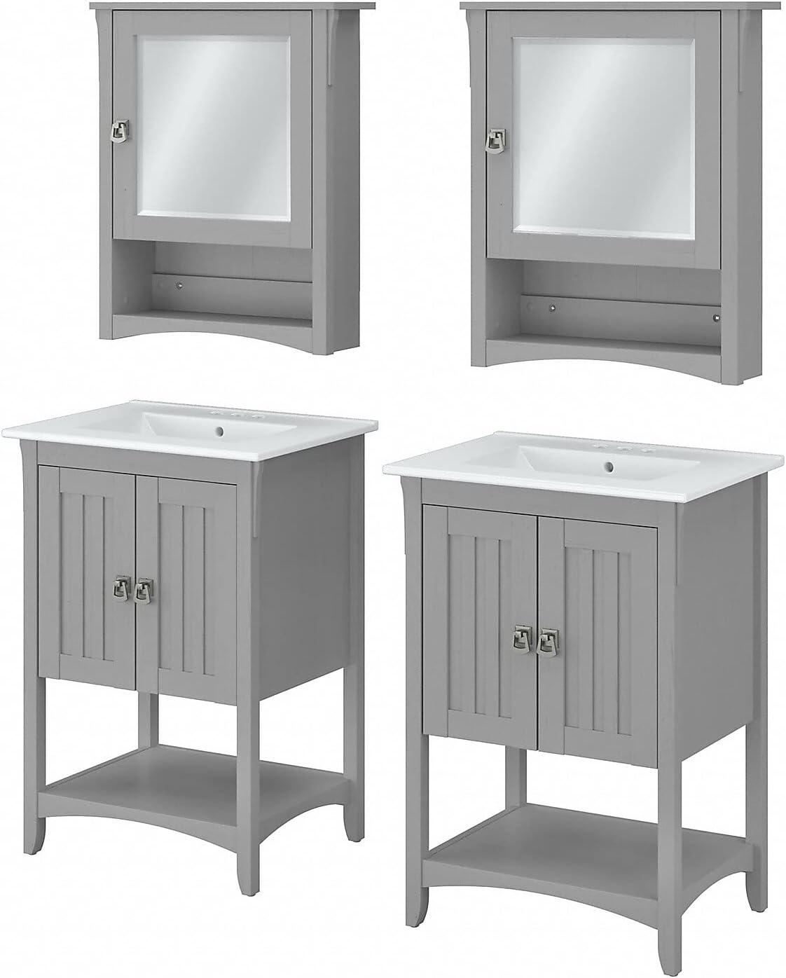 Double Bathroom Vanity with Ceramic Top with Mirror
