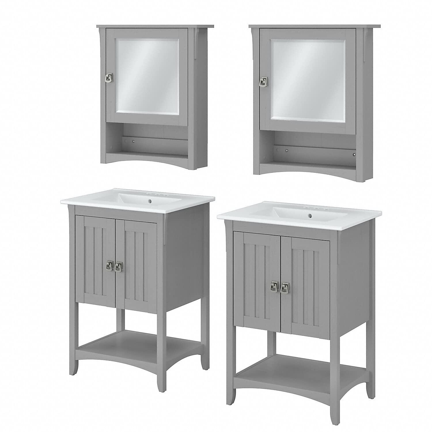 Double Bathroom Vanity with Ceramic Top with Mirror