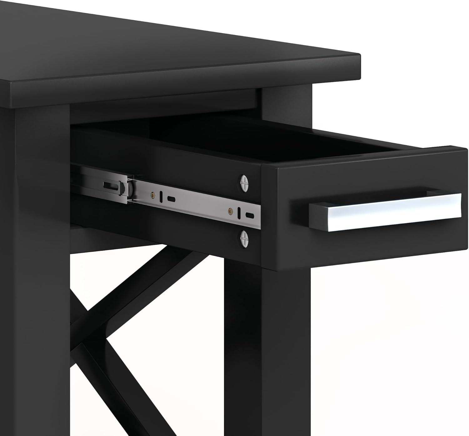 Simpli Home Kitchener Solid Wood Narrow Side Table in Black