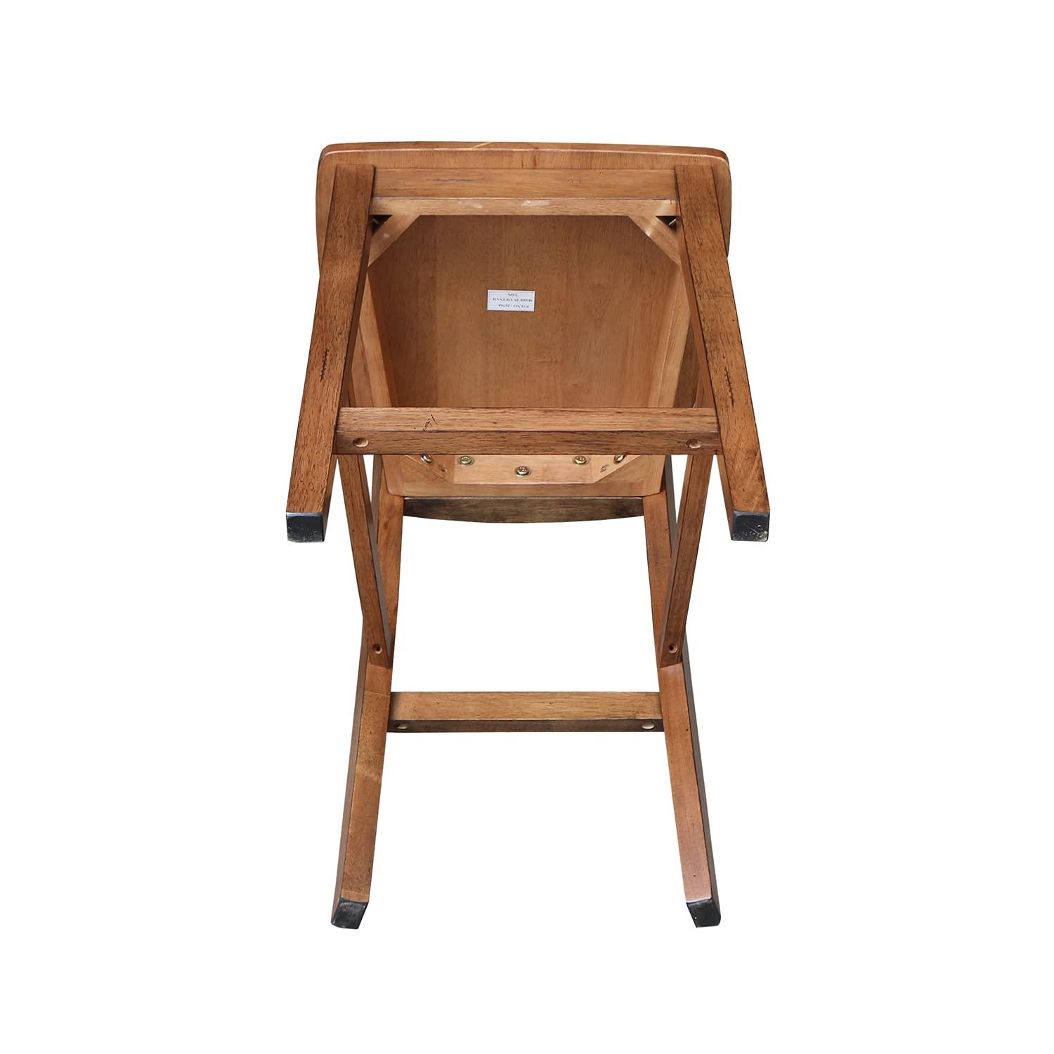 24" San Remo Counter Height Barstool Distressed Oak - International Concepts: Solid Wood, Traditional Style