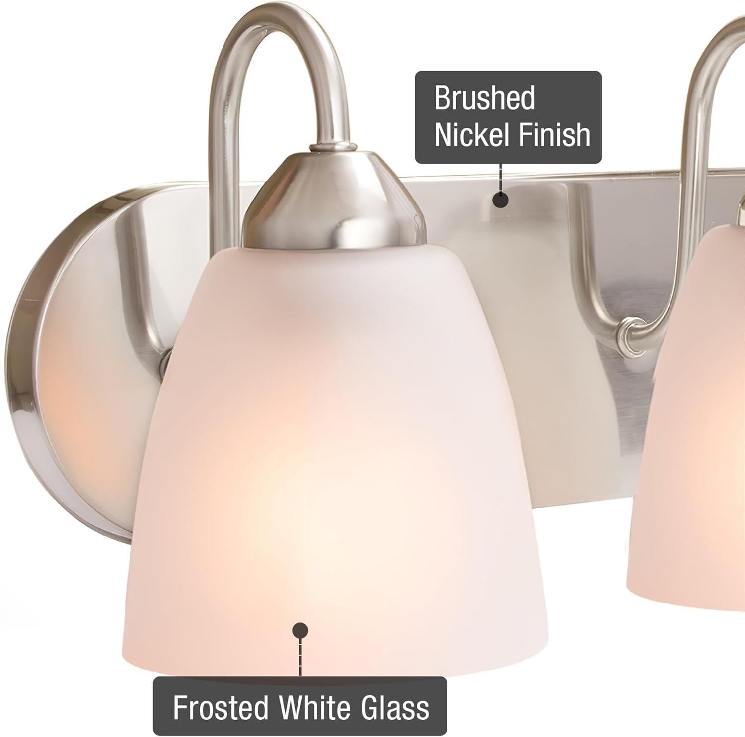 Kira Home Armada 37" 5-Light Over Mirror / Bathroom Light, Frosted Glass Shades, Curved Arms, Brushed Nickel