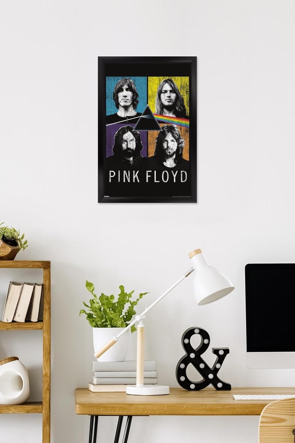 Trends International Pink Floyd - The Dark Side Of The Moon Quad Framed Wall Poster Prints Black Framed Version 14.725" x 22.375"