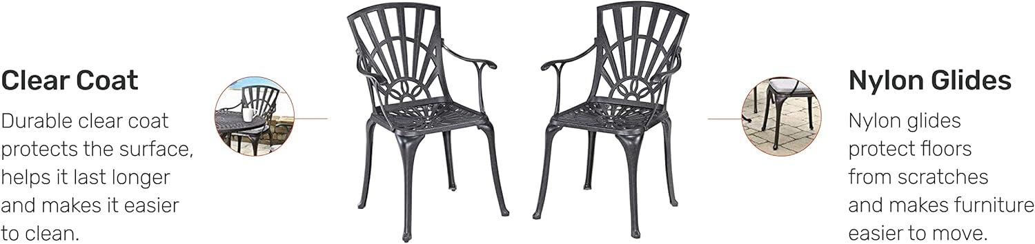 Homestyles Grenada Aluminum Outdoor Chair Pair in Charcoal