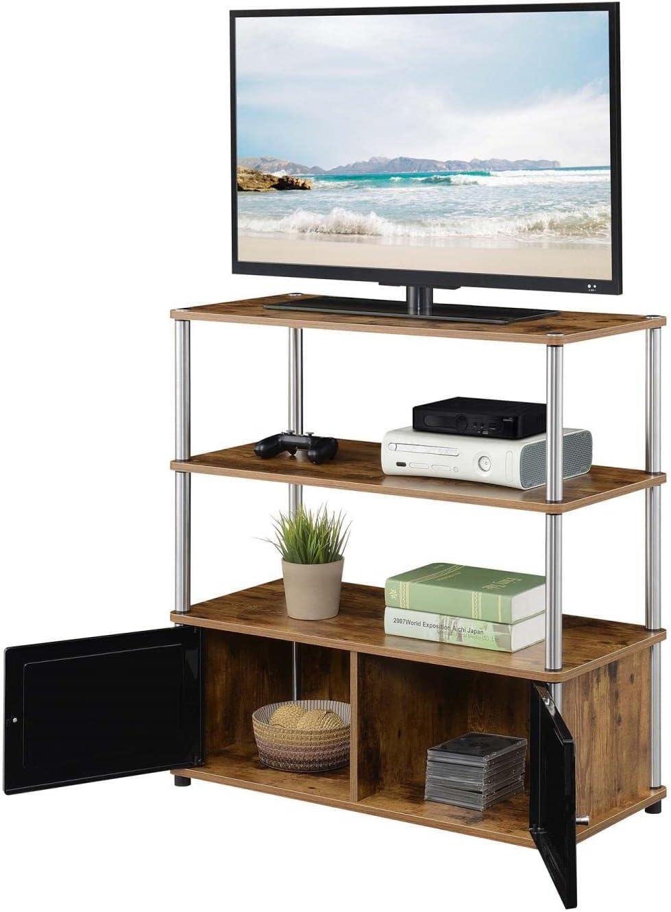 Convenience Concepts Designs2Go Highboy TV Stand with Storage Cabinets and Shelves for TVs up to 40 Inches, Barnwood