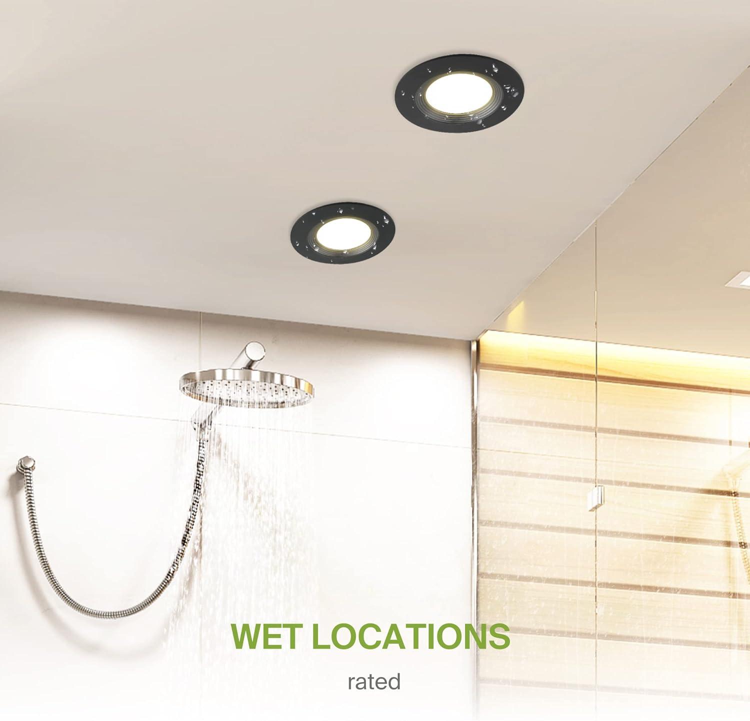 Black 6-Inch LED Recessed Lighting with Adjustable Color Temperature