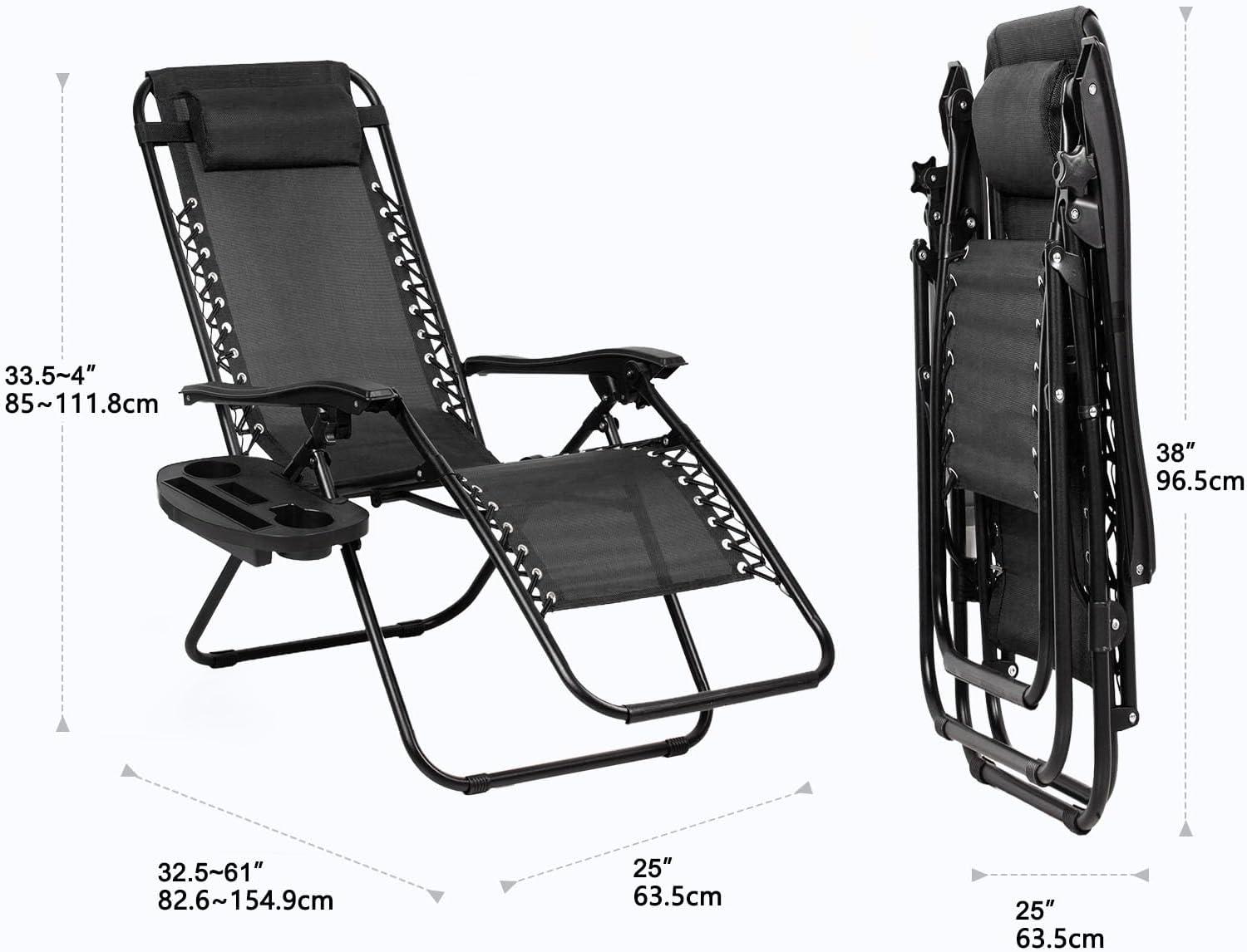 Best Choice Products Set of 2 Zero Gravity Lounge Chair Recliners for Patio, Pool w/ Cup Holder Tray