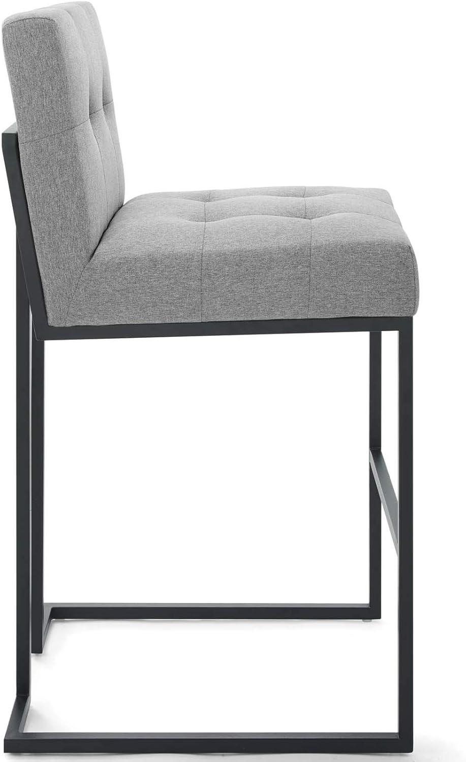 Modway Privy Black Stainless Steel Upholstered Fabric Bar Stool