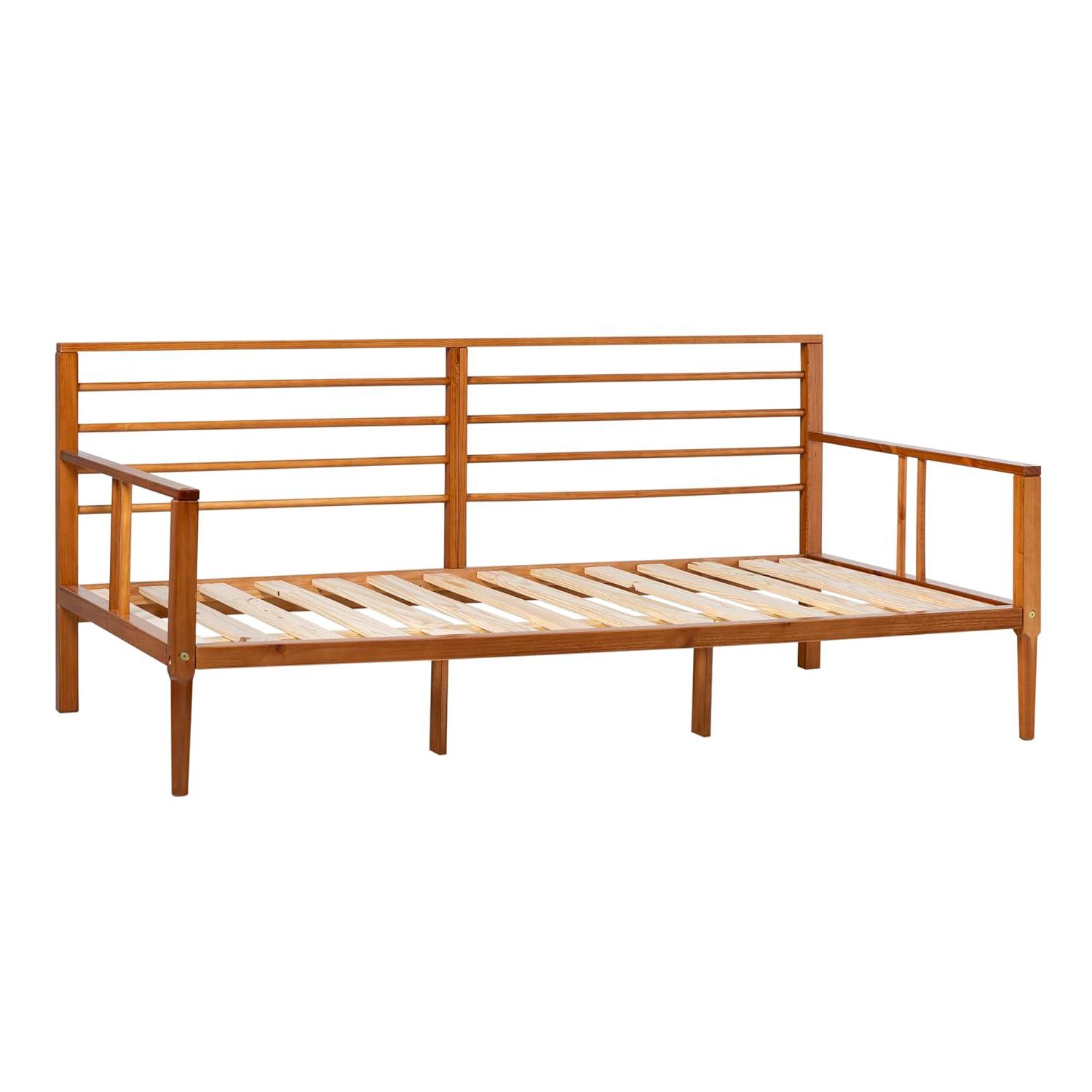 Walker Edison Mid-Century Modern Solid Wood Spindle Daybed - Caramel
