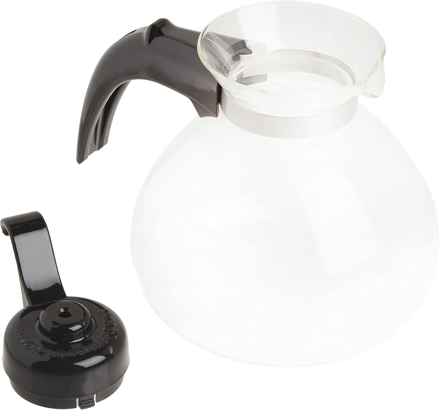 Café Brew Collection Clear Glass Whistling Tea Kettle, to Purely Brew Tea With No Metallic Taste or Other Carafe Flavors, 12 Cup Capacity