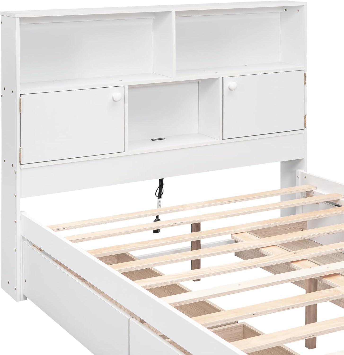 Jazz Full Size Platform Bed w 4 Drawers - White