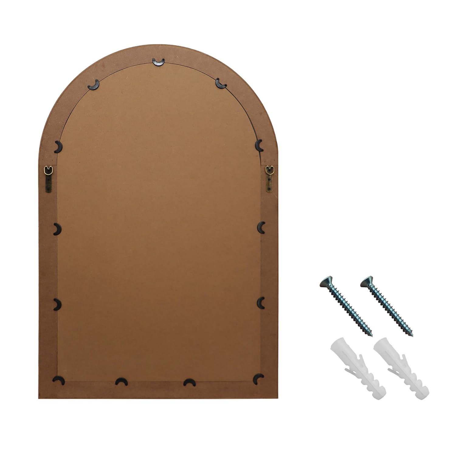 Parisloft Boho Arch Rattan Mirror - 25.5 x 37.4 Inch, Decorative Wall Mirror for Bathroom, Bedroom or Living Room, Natural