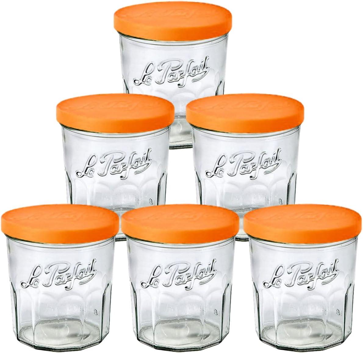 Le Parfait Jam Pot - 324ml Faceted French Working Glass w/Snap Cover, 11oz (Pack of 6)