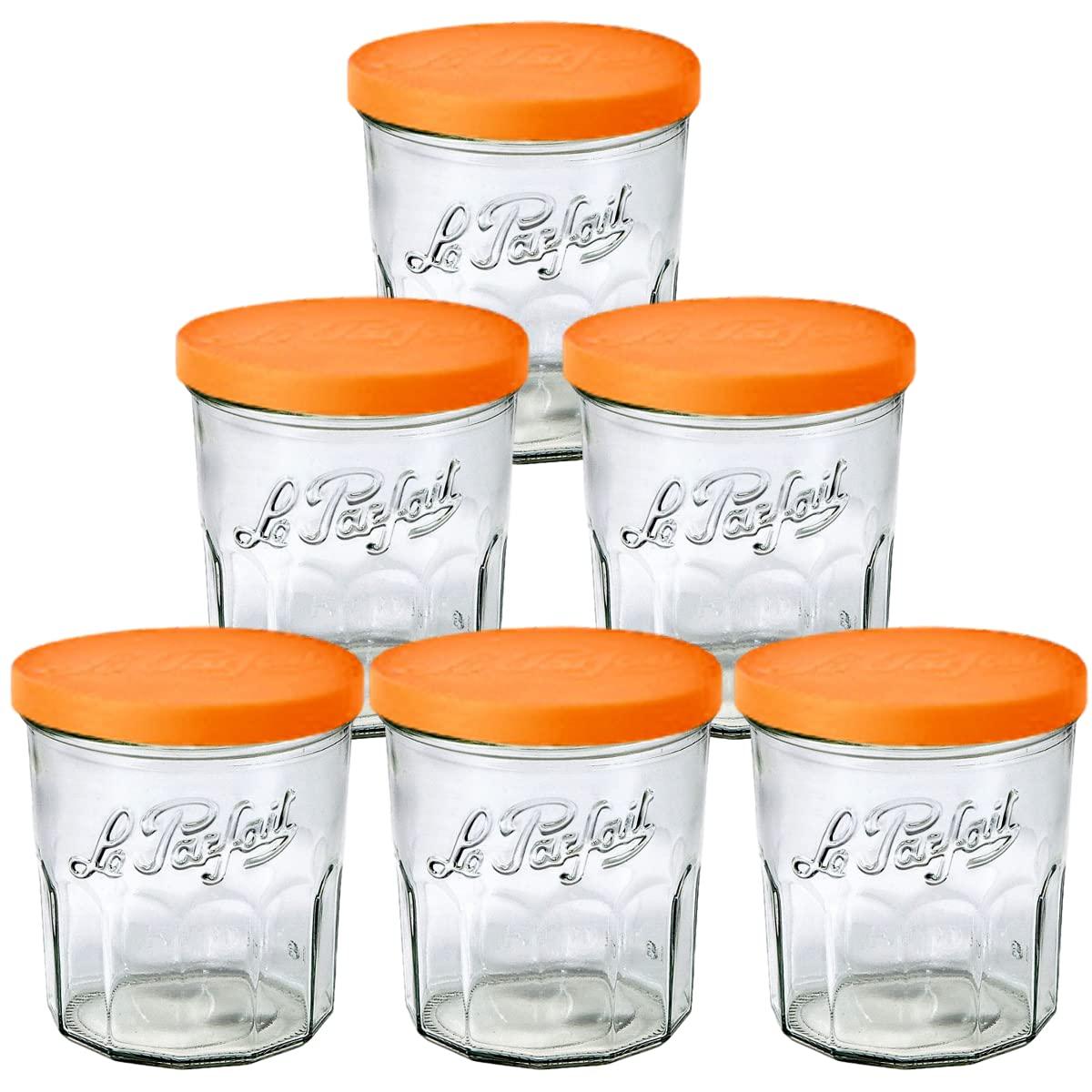 Le Parfait Jam Pot - 324ml Faceted French Working Glass w/Snap Cover, 11oz (Pack of 6)