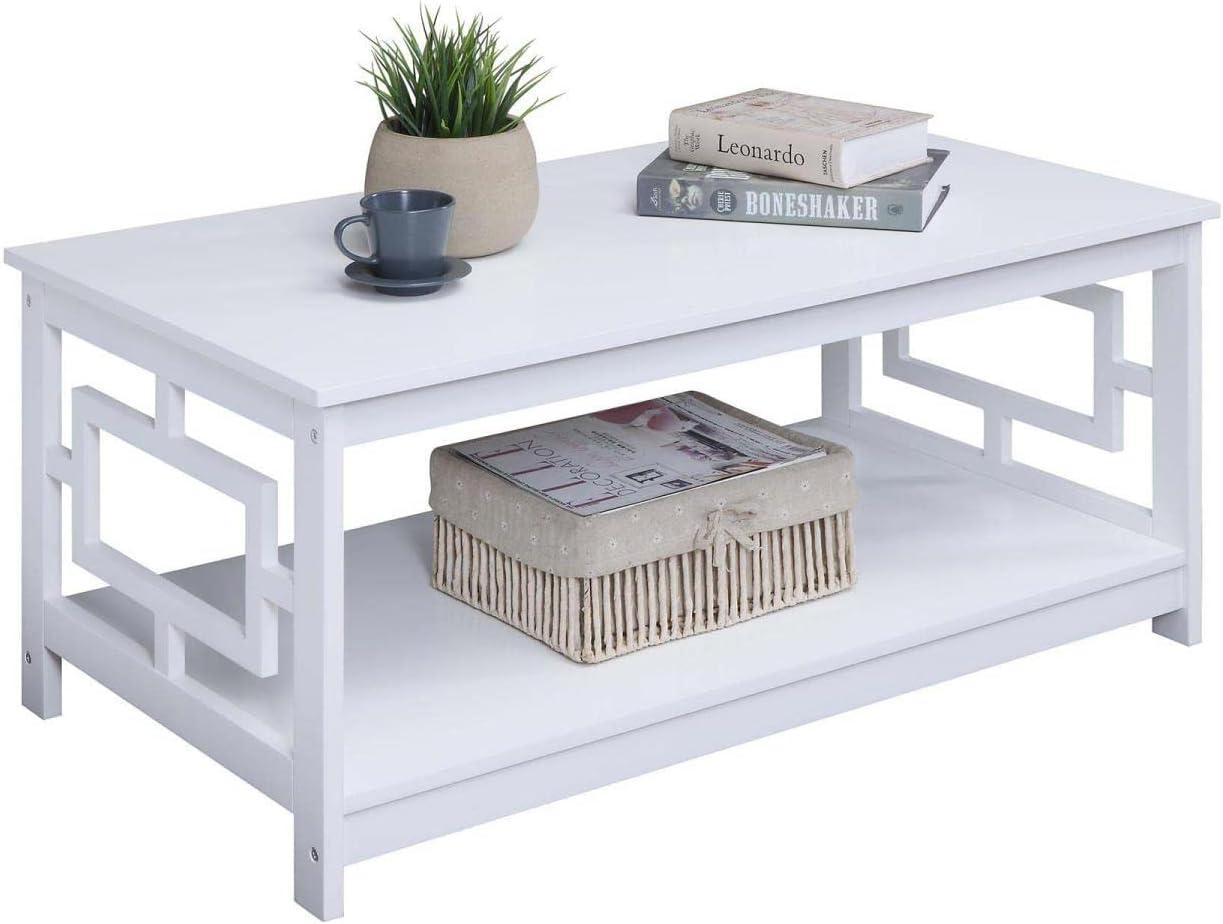 Convenience Concepts Town Square Coffee Table with Shelf, White