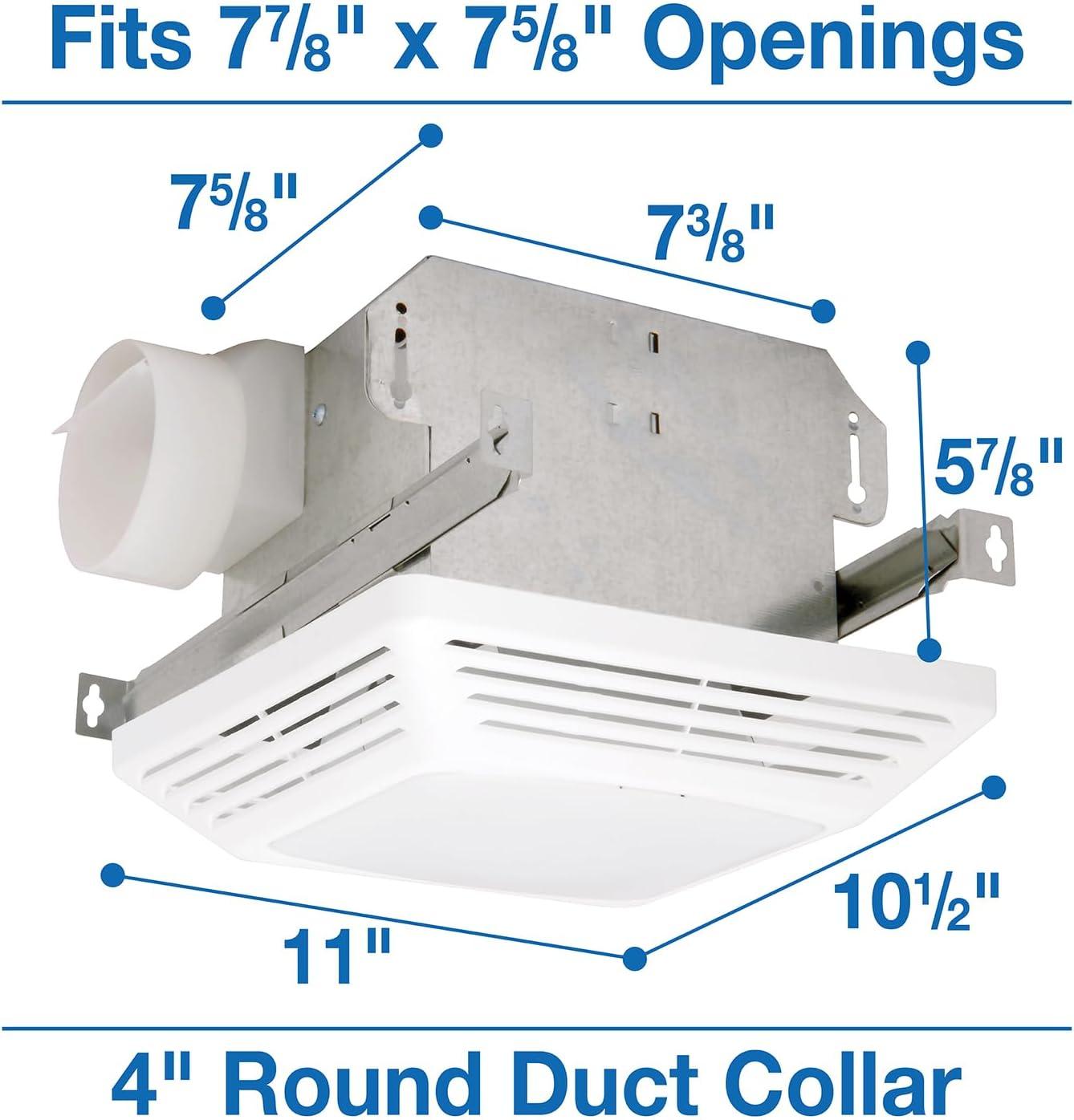 Air King ASLC Series ASLC70 Exhaust Fan with Light, 1.6 A, 120 V, 70 cfm Air, 4 sones, 4 in Duct, White