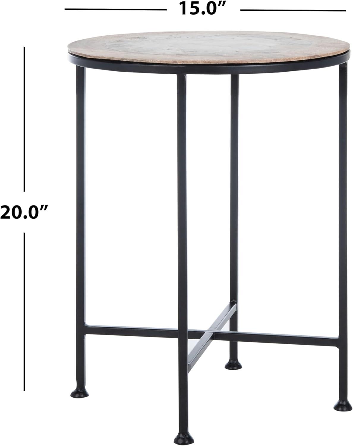 Lumi Agate Accent Table - Multi Color Black Agate/Natural/Black Legs - Safavieh.