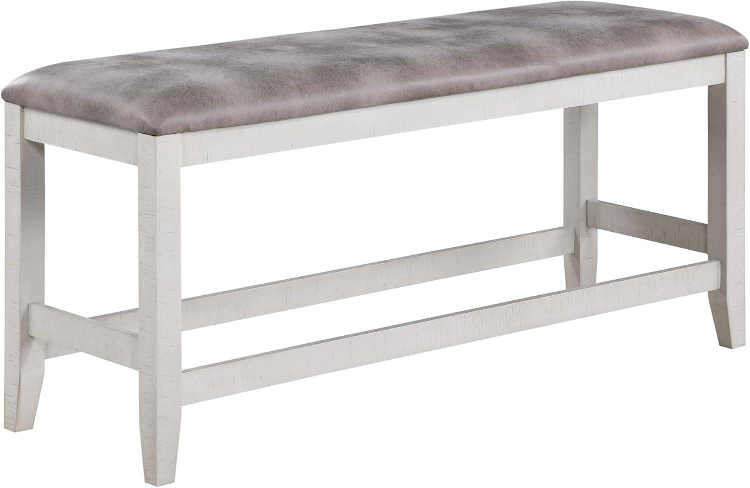 Richland White and Brown Counter Height Dining Bench