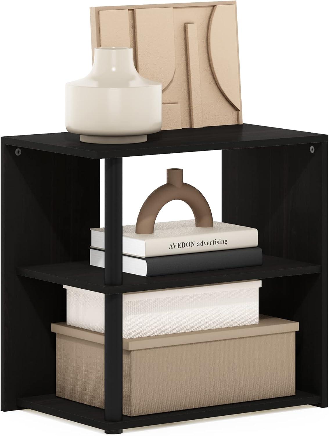 Furinno Romain 2-Tier End Table, Espresso/Black