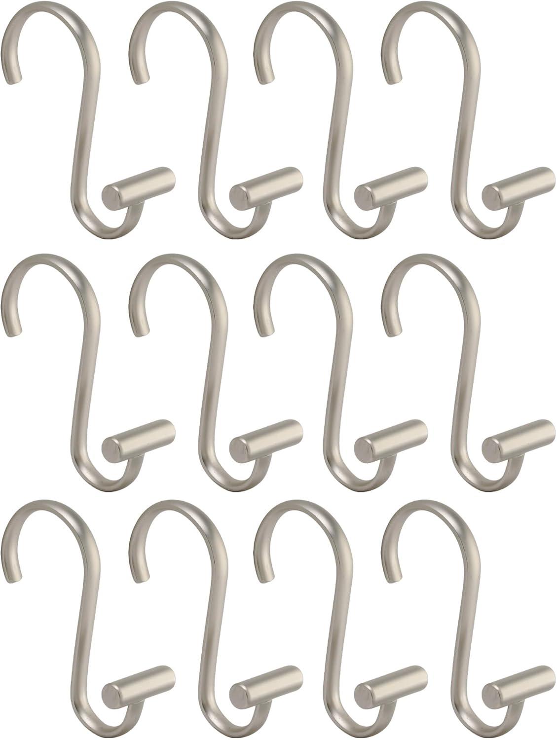 iDESIGN Metal T Bar Shower Curtain Hooks Rust Resistant Rings Set of 12 Satin