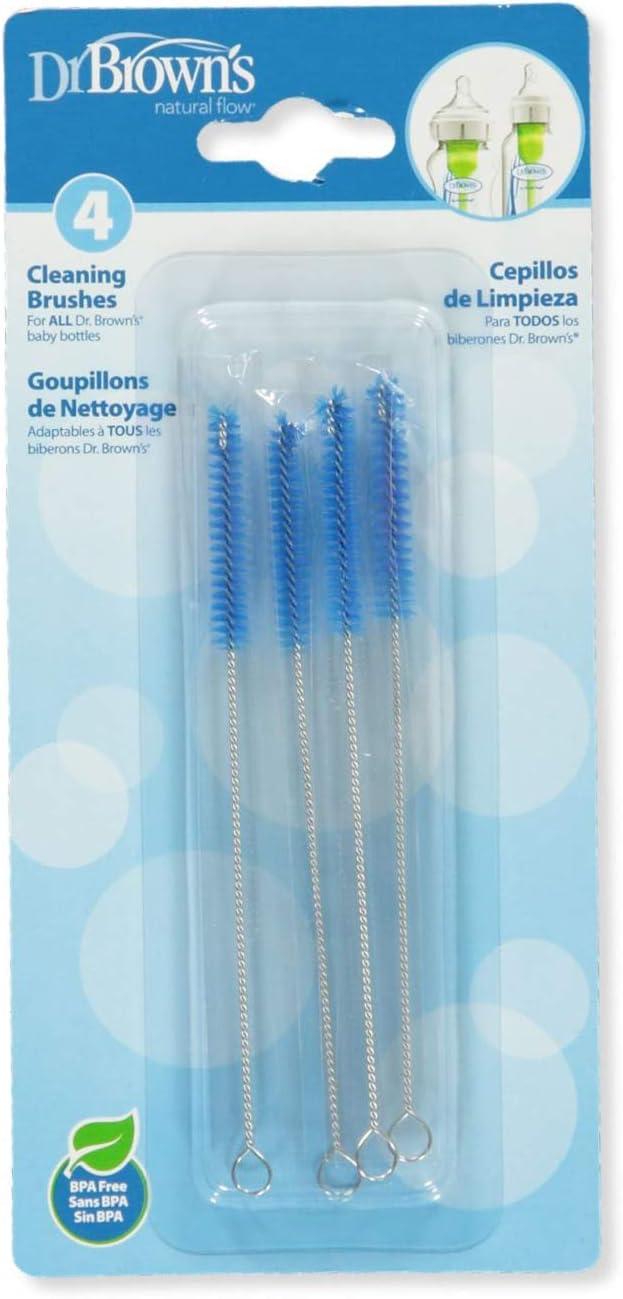 Dr. Brown's Natural Flow Reusable Vent System Baby Bottle Bristle Cleaning Brushes - 4ct