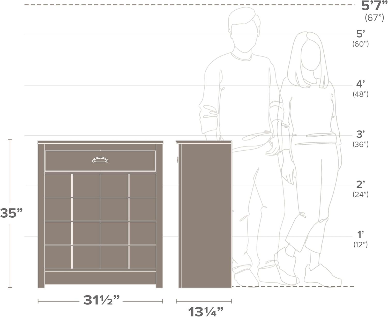 White 16-Cubby Entryway Shoe Storage Cabinet with Drawer