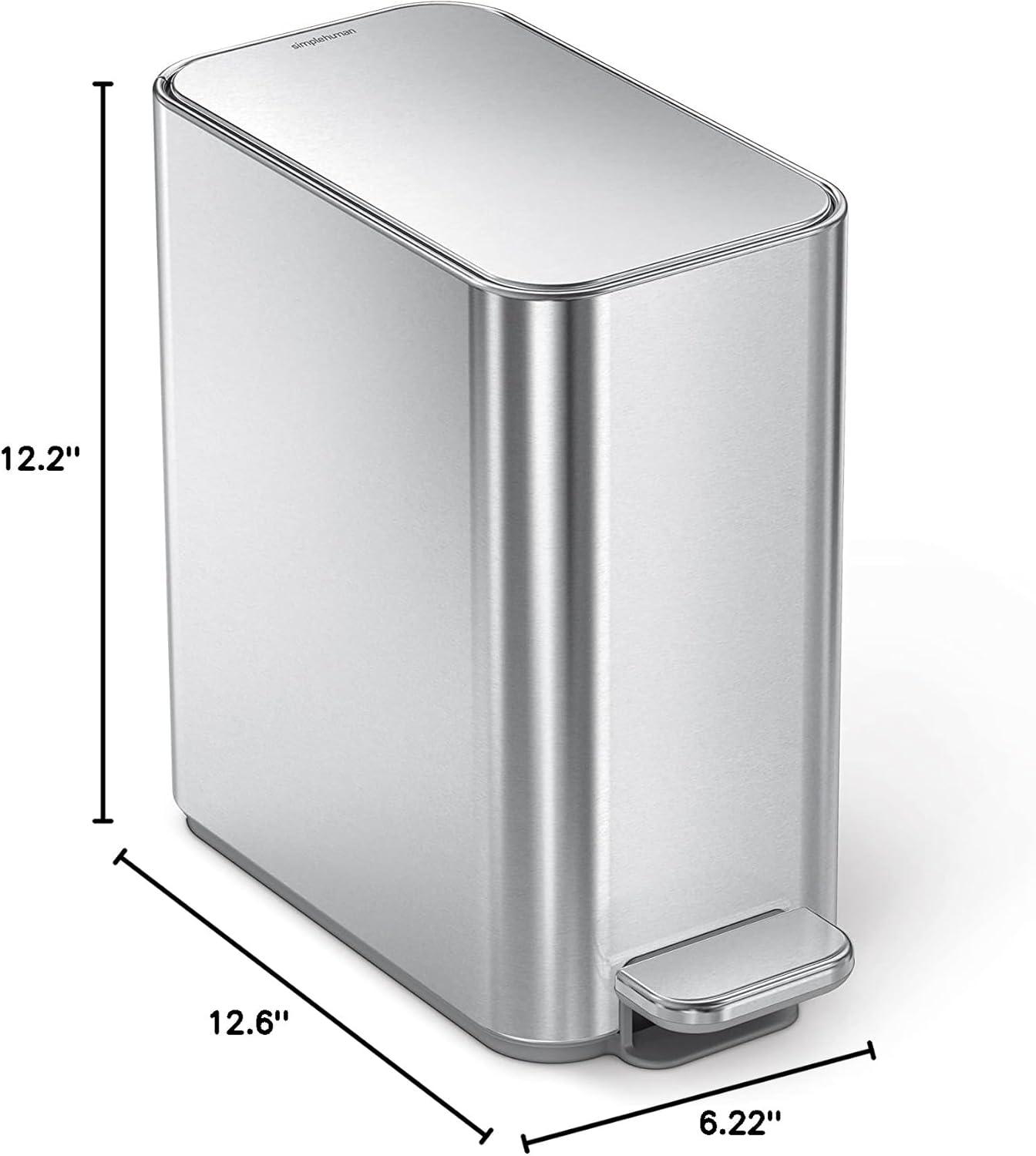 Simplehuman 5 Liter / 1.3 Gallon Slim Steel Step Trash Can