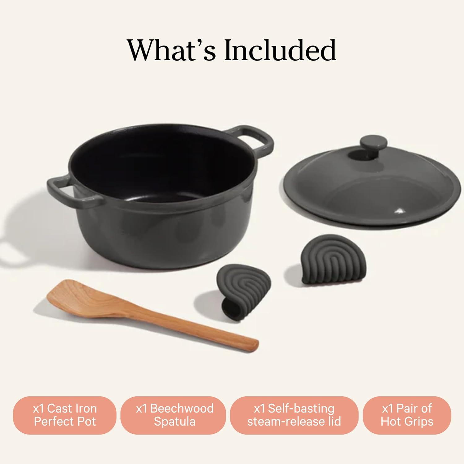 Our Place 5.5qt 10.5" Cast Iron Perfect Pot - Spice: Cookware, Enamel, Hand Wash, Non-Induction, Gas, Electric Compatible