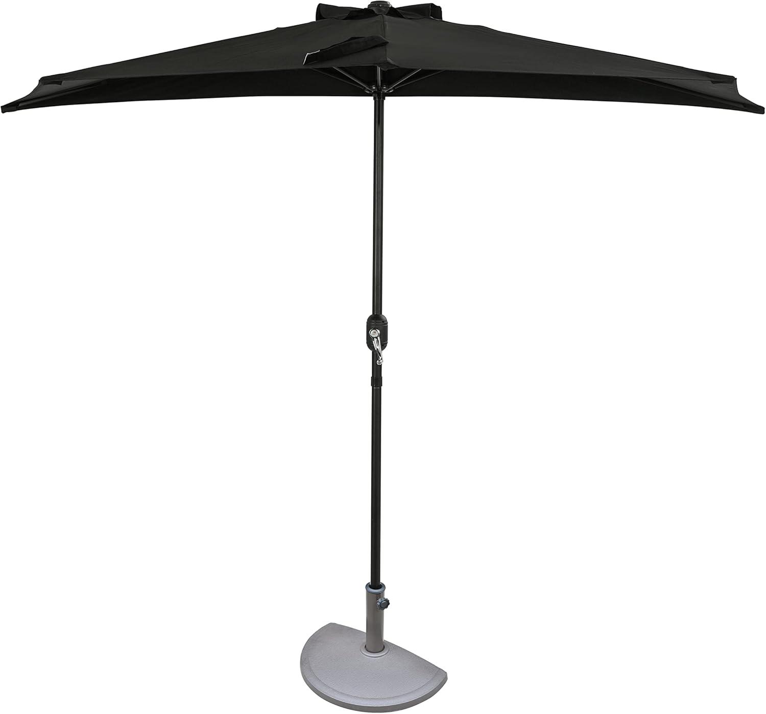 9' x 4.5' Lanai Half Patio Umbrella Black - Island Umbrella: Steel Frame, Water & UV Resistant