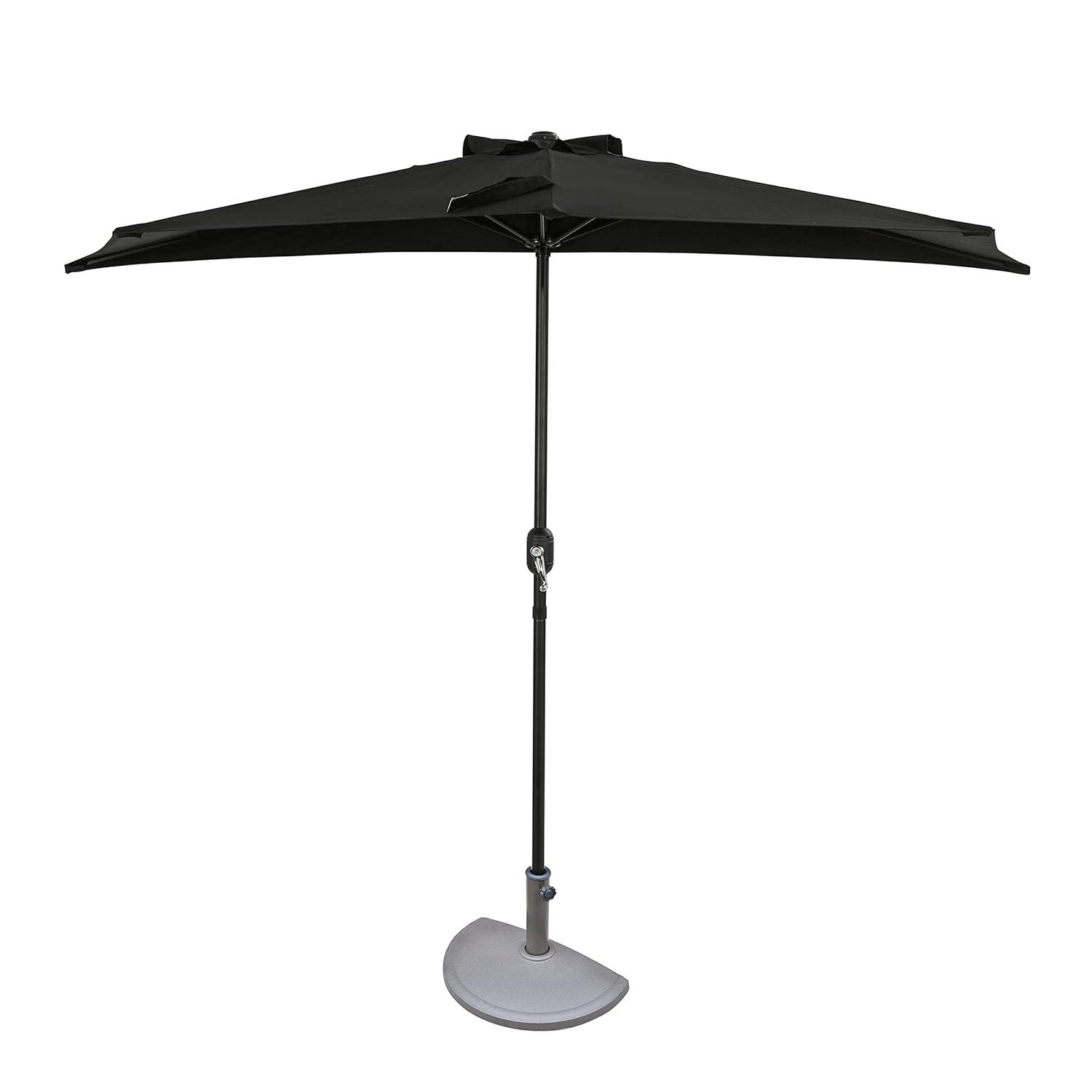 9' x 4.5' Lanai Half Patio Umbrella Black - Island Umbrella: Steel Frame, Water & UV Resistant