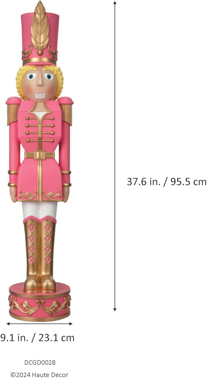 Haute Décor 37" Christmas Decorative Nutcracker Pink/Gold