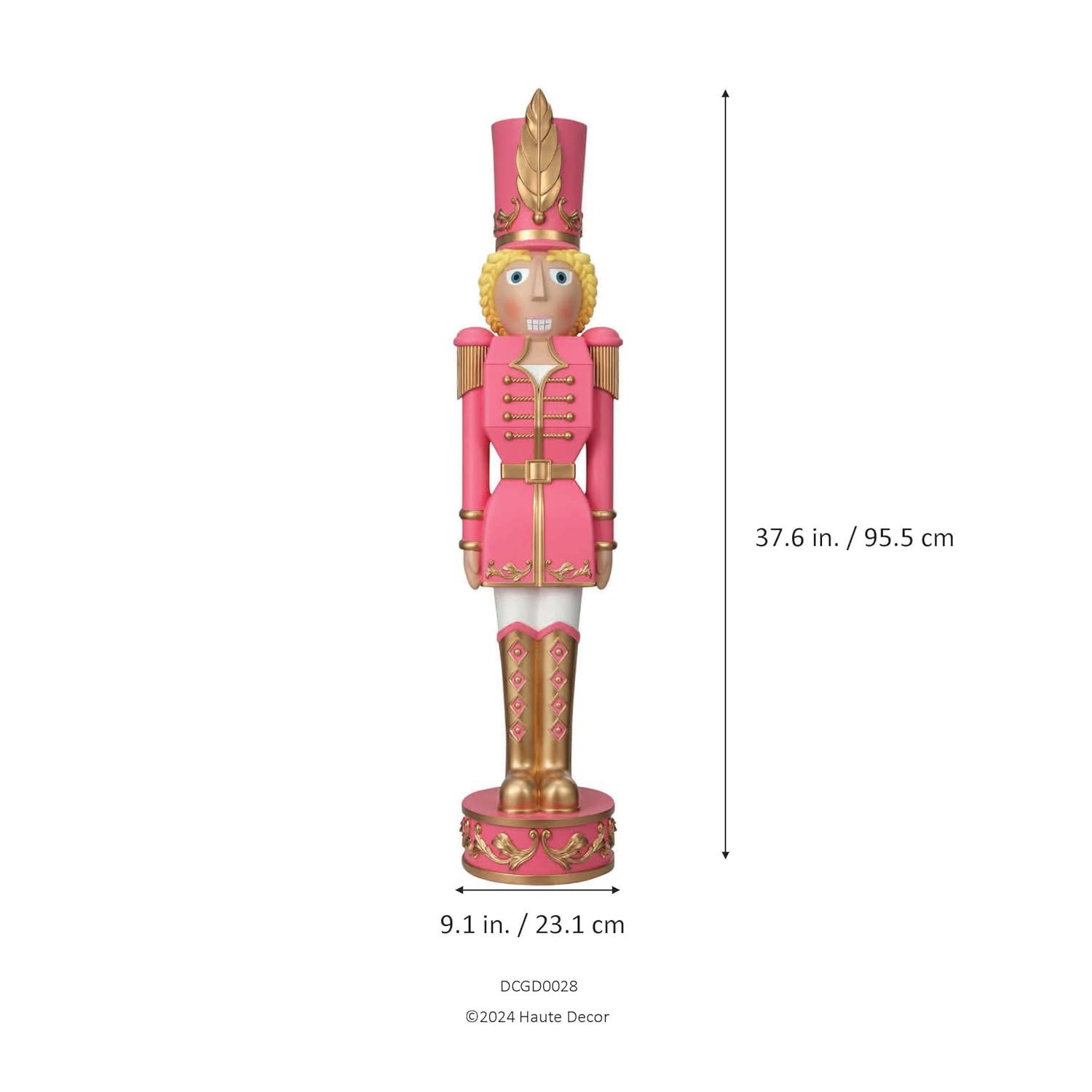 Haute Decor 37" Christmas Female Nutcracker Pink/Gold - Solid Resin Construction