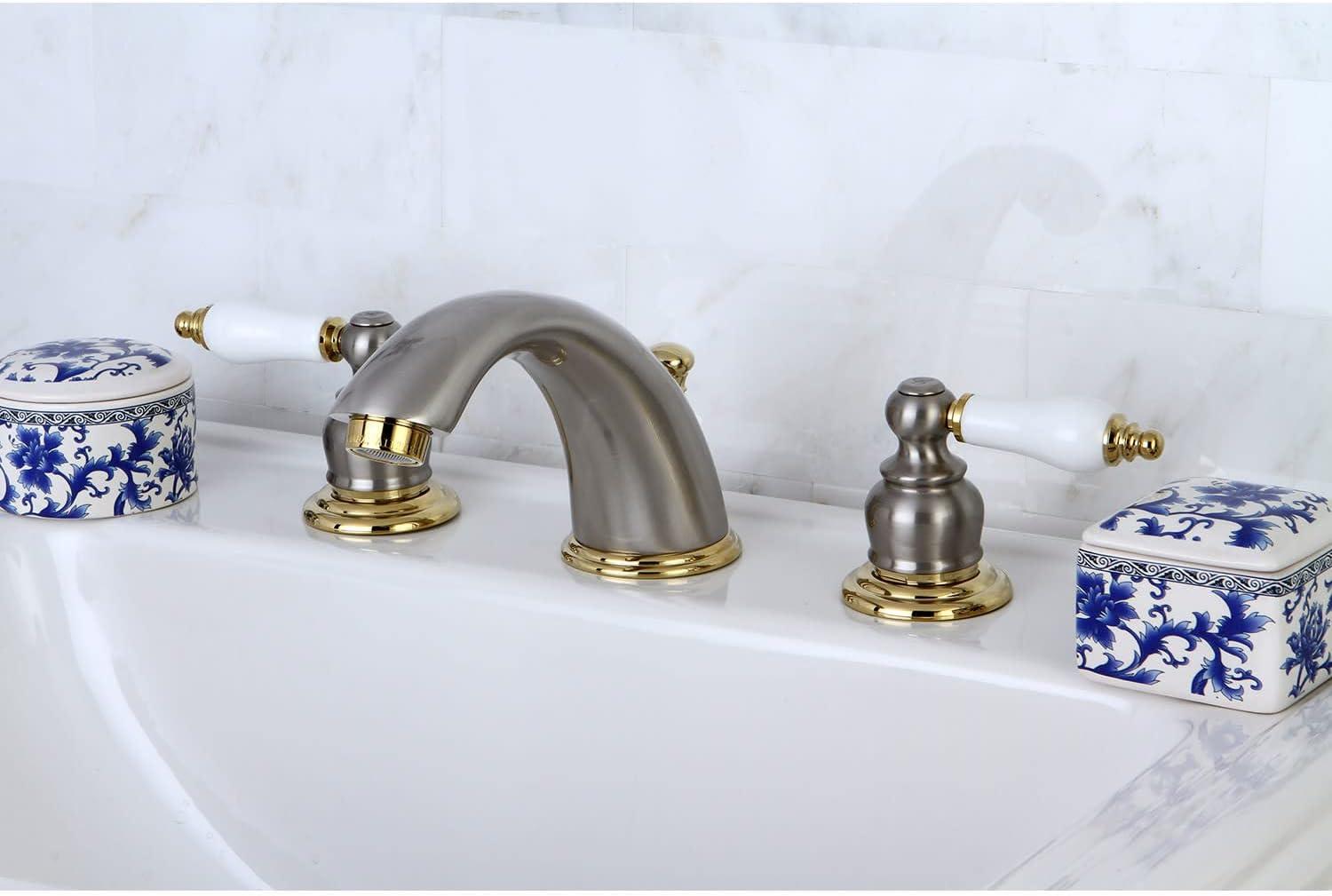 Kingston Brass KB977B Widespread Bathroom Faucet, Brushed Nickel/Polished Chrome