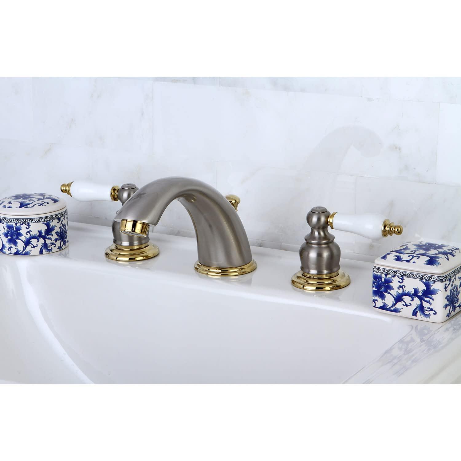 Kingston Brass KB977B Widespread Bathroom Faucet, Brushed Nickel/Polished Chrome