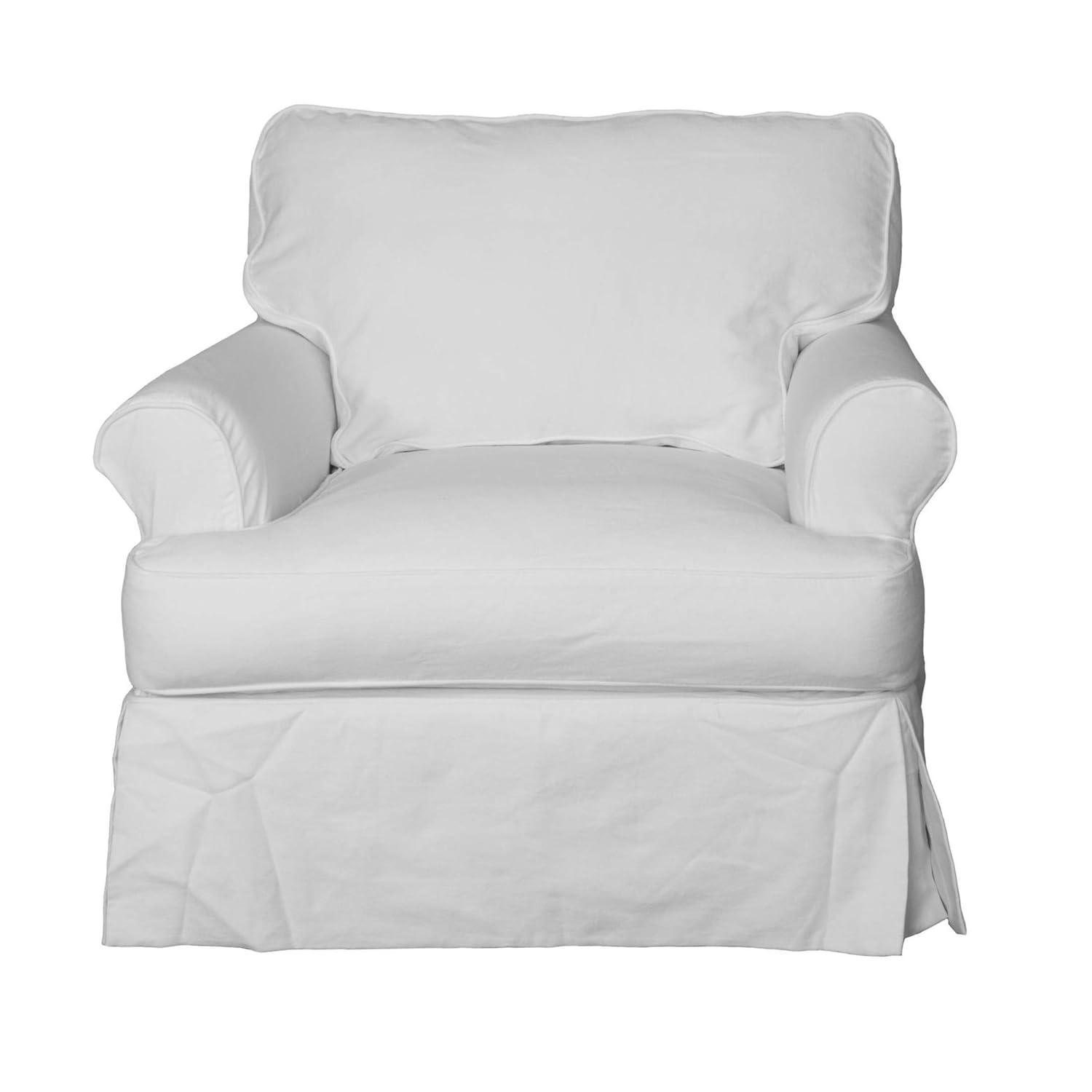 Sunset Trading Horizon Cotton Slipcover for T-Cushion Chair in Warm White
