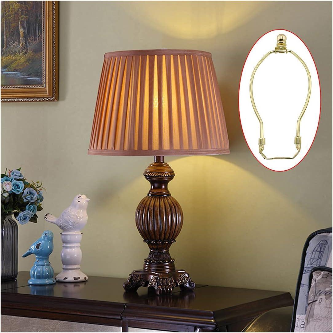 Royal Designs, Inc. Set of 2, 8 inch Polished Brass Lamp Shade Harp Holder with Lamp Finial, DIY Repair/Replacement, Heavy Duty, for Table/Floor Lamps