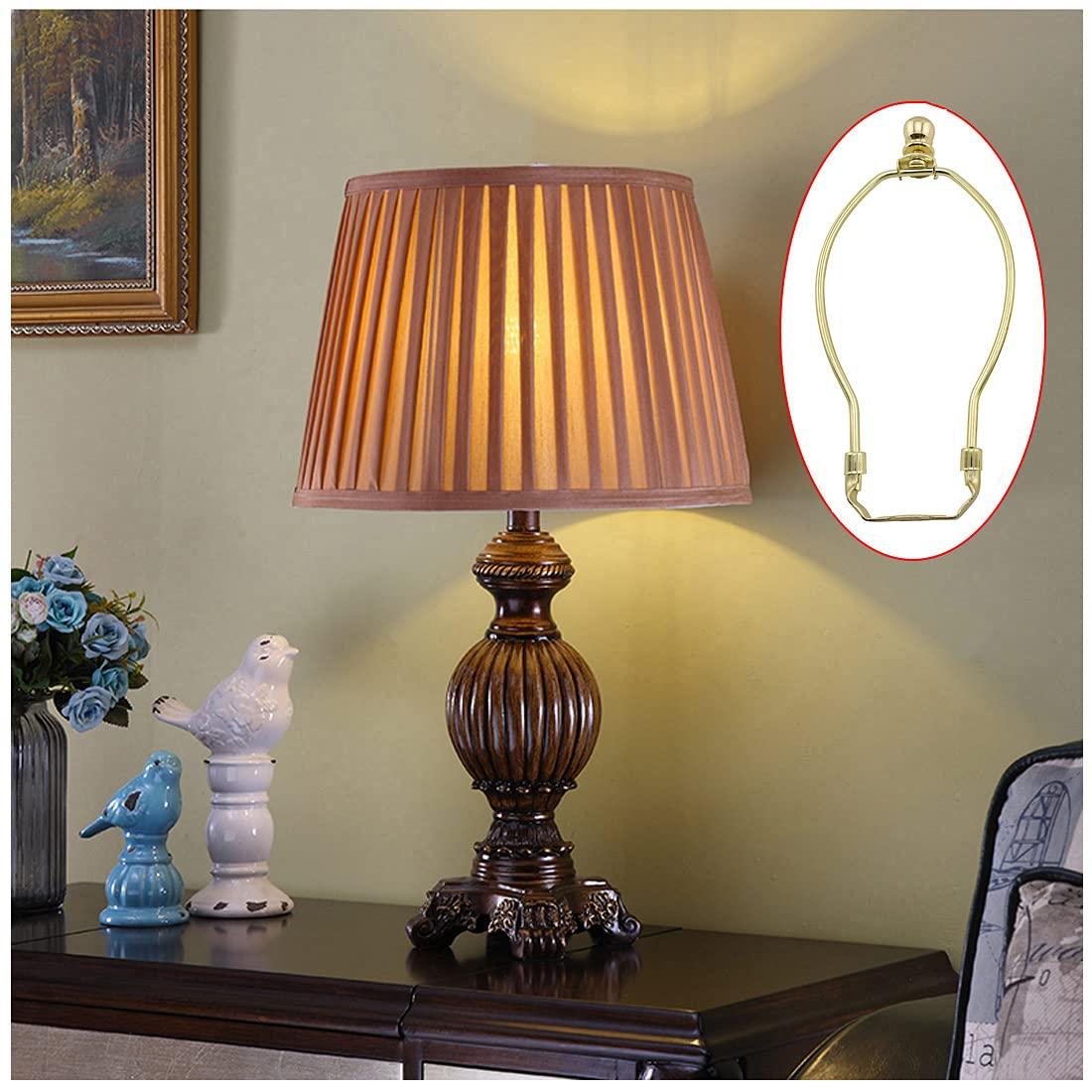 Royal Designs, Inc. Set of 2, 8 inch Polished Brass Lamp Shade Harp Holder with Lamp Finial, DIY Repair/Replacement, Heavy Duty, for Table/Floor Lamps