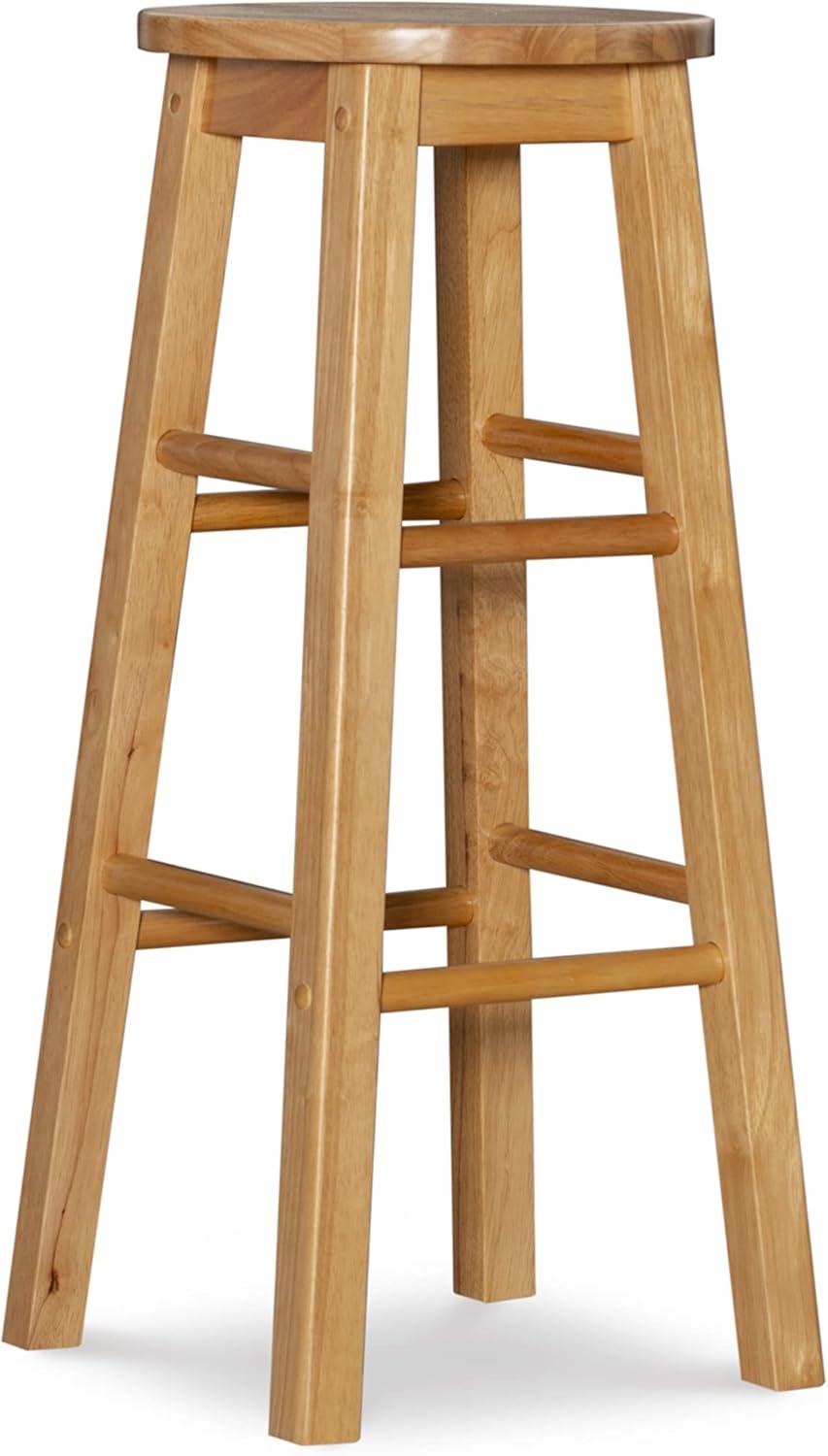 Linon Backless Wood Bar Stool, 29" Seat Height, Natural Finish