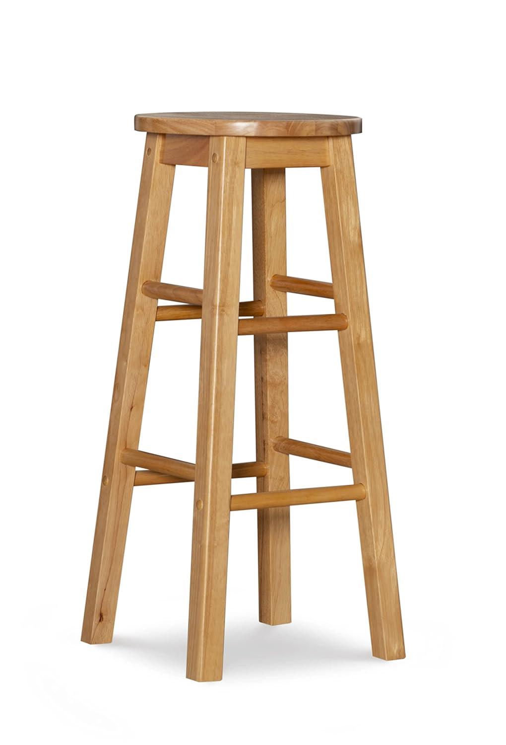 Linon Backless Wood Bar Stool, 29" Seat Height, Natural Finish