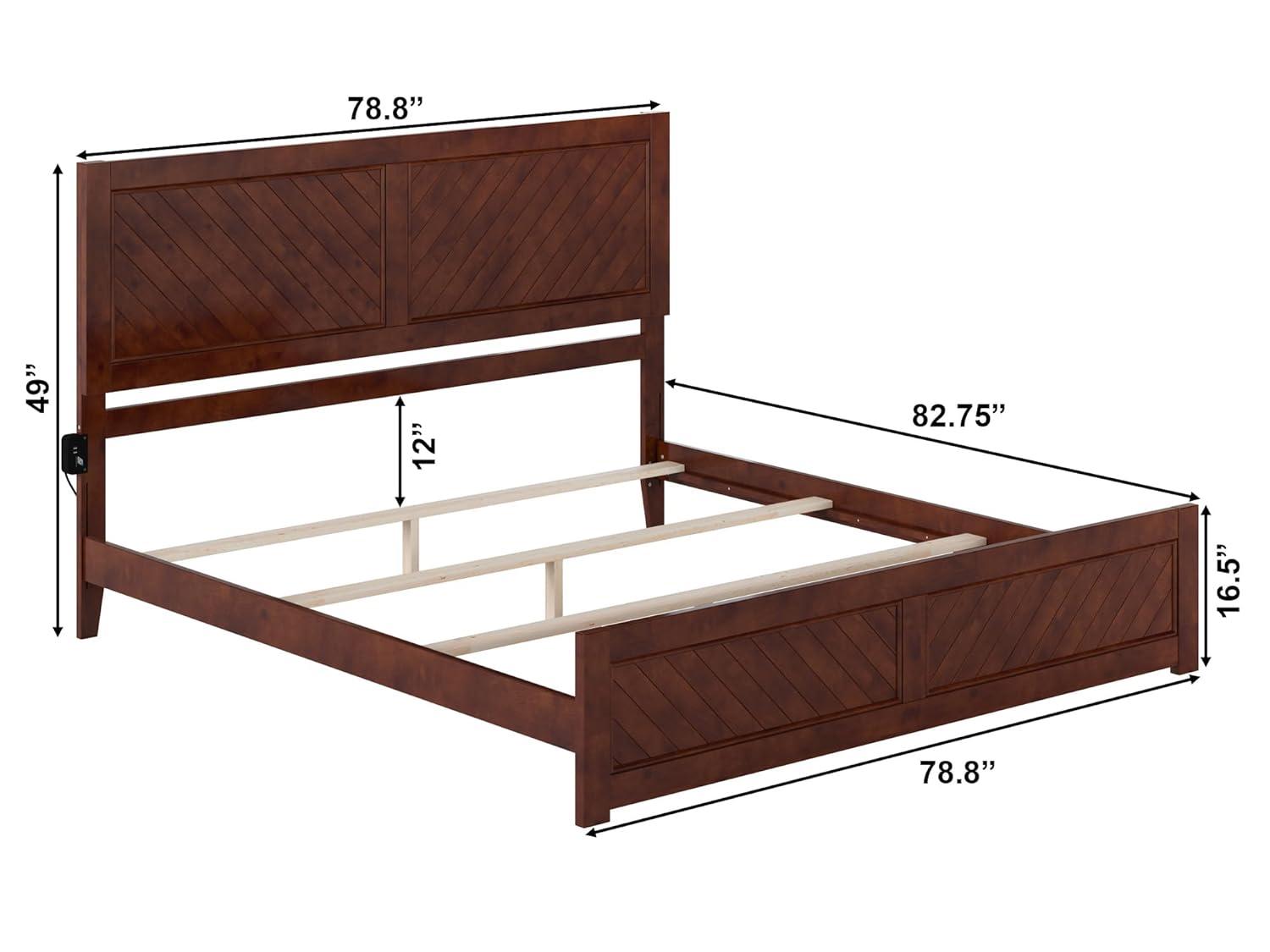 AFI Canyon Walnut Solid Wood Foundation Bed Frame with Matching Footboard, King