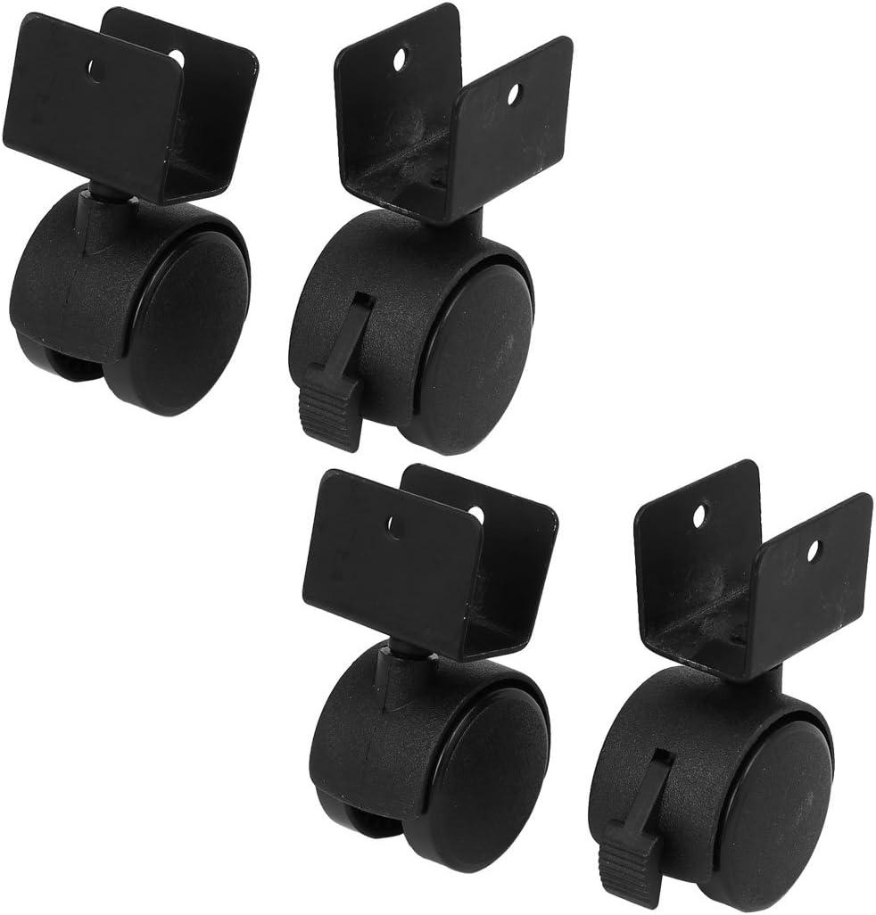 REGALWOVEN 1.6" Dia Wheel U-Clamp Top Rotatable Attachable Universal Swivel Chair Caster Wheel Black 4pcs