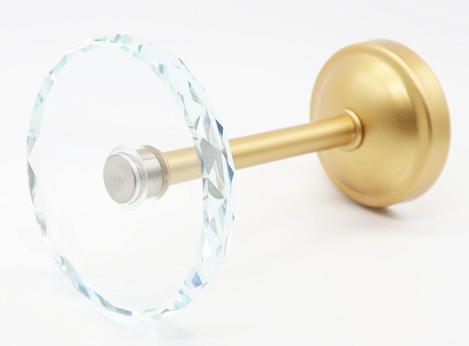 MERIVILLE Set of 2 Fleur Crystal Window Drapery Medallion Holdbacks, Curtain Tiebacks, Wall Hook, Tassel Holder, Gold