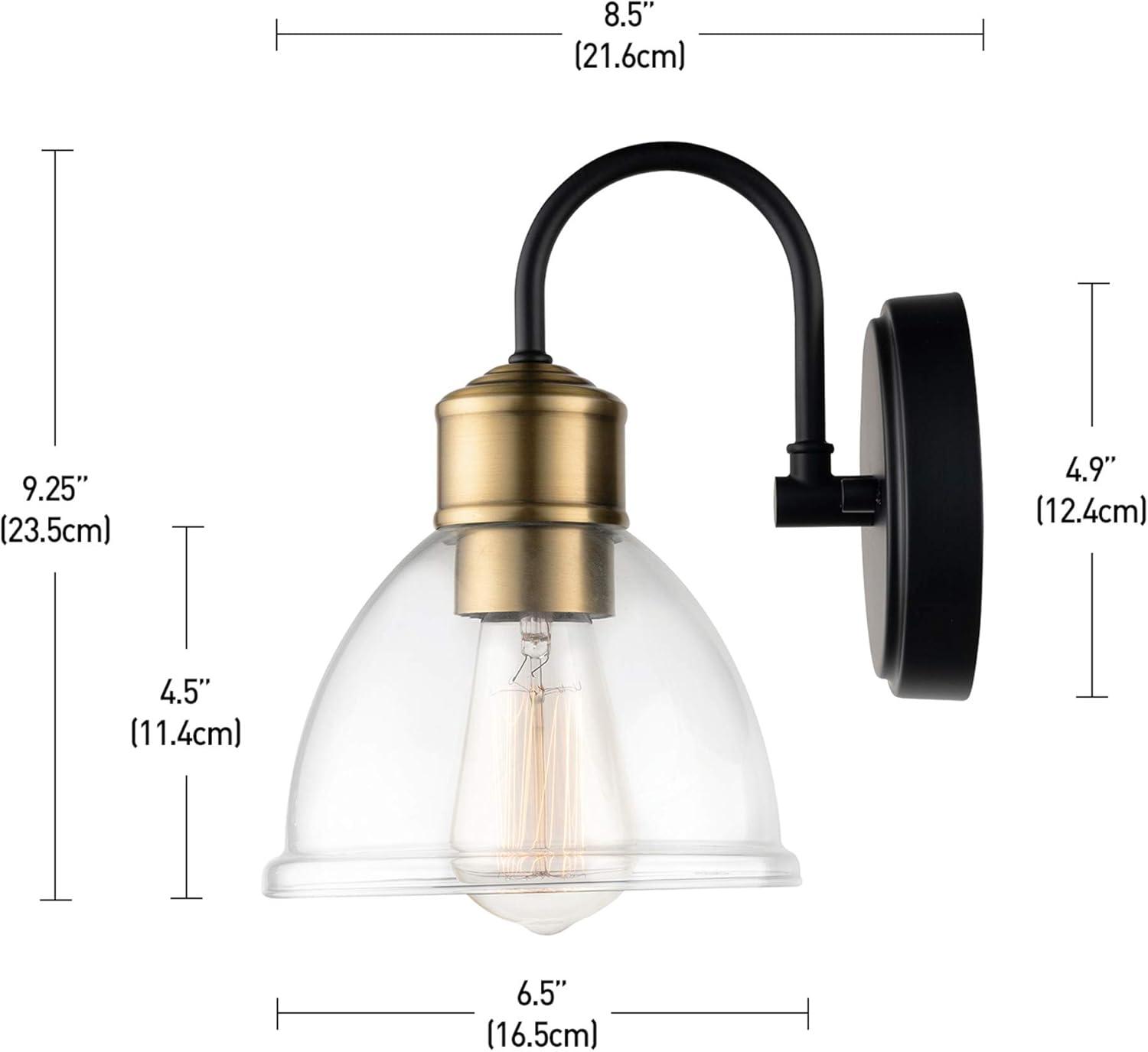 Brown and Bronze Dimmable Wall Sconce with Clear Glass Shade