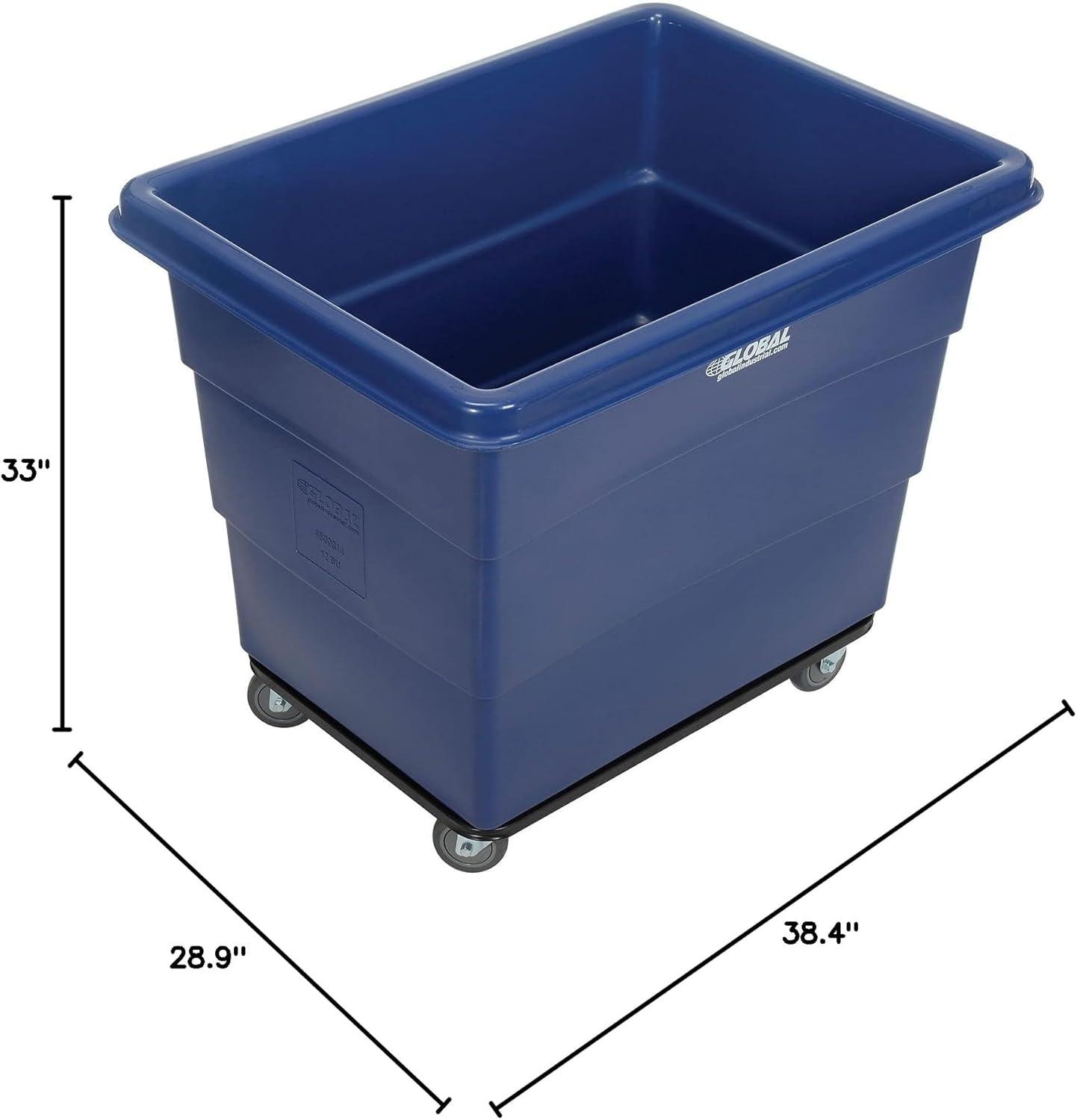 Camión de Caja de Plástico de 12 Bushel HDPE con Base de Acero, Azul, 38-2/5" de Largo x 28-9/10" de Ancho x 33" de Alto