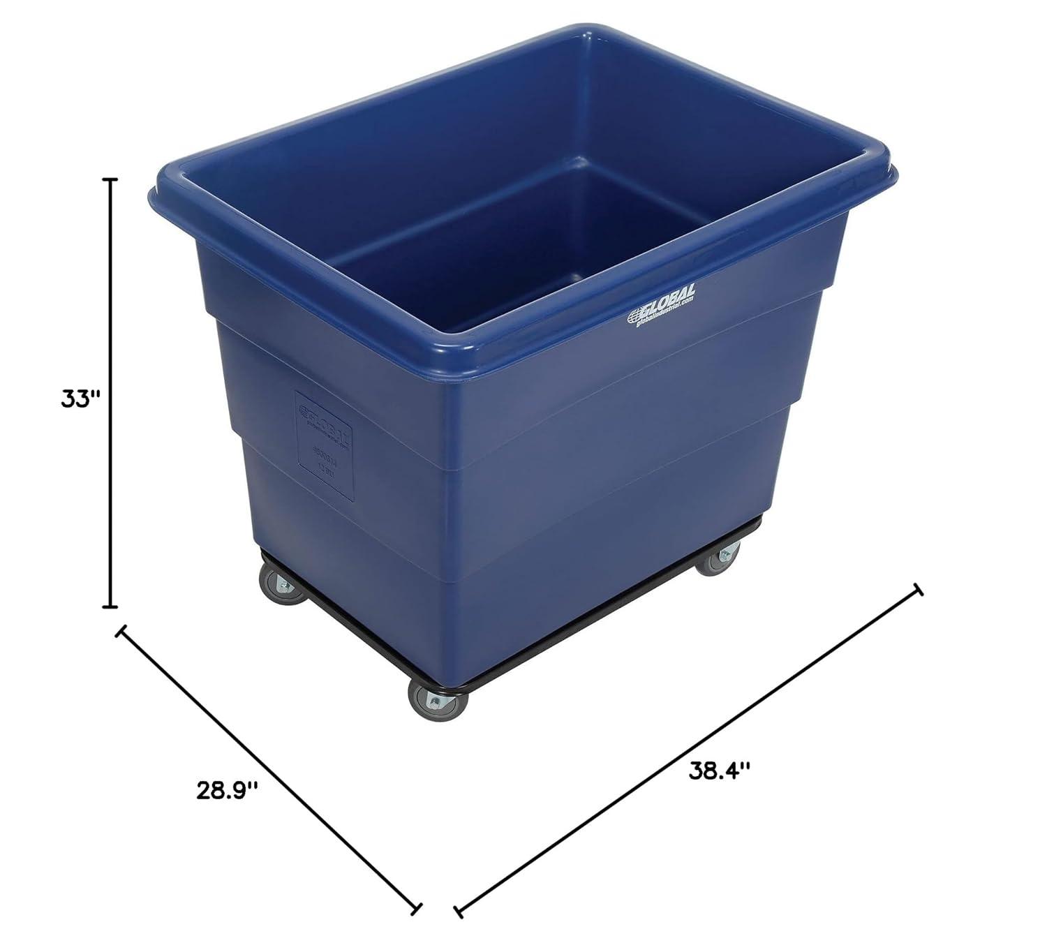 Camión de Caja de Plástico de 12 Bushel HDPE con Base de Acero, Azul, 38-2/5" de Largo x 28-9/10" de Ancho x 33" de Alto