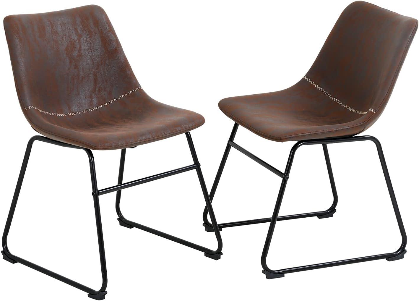 FDW 30" Set Of 2 Leather Barstools With Backs Leather,Brown