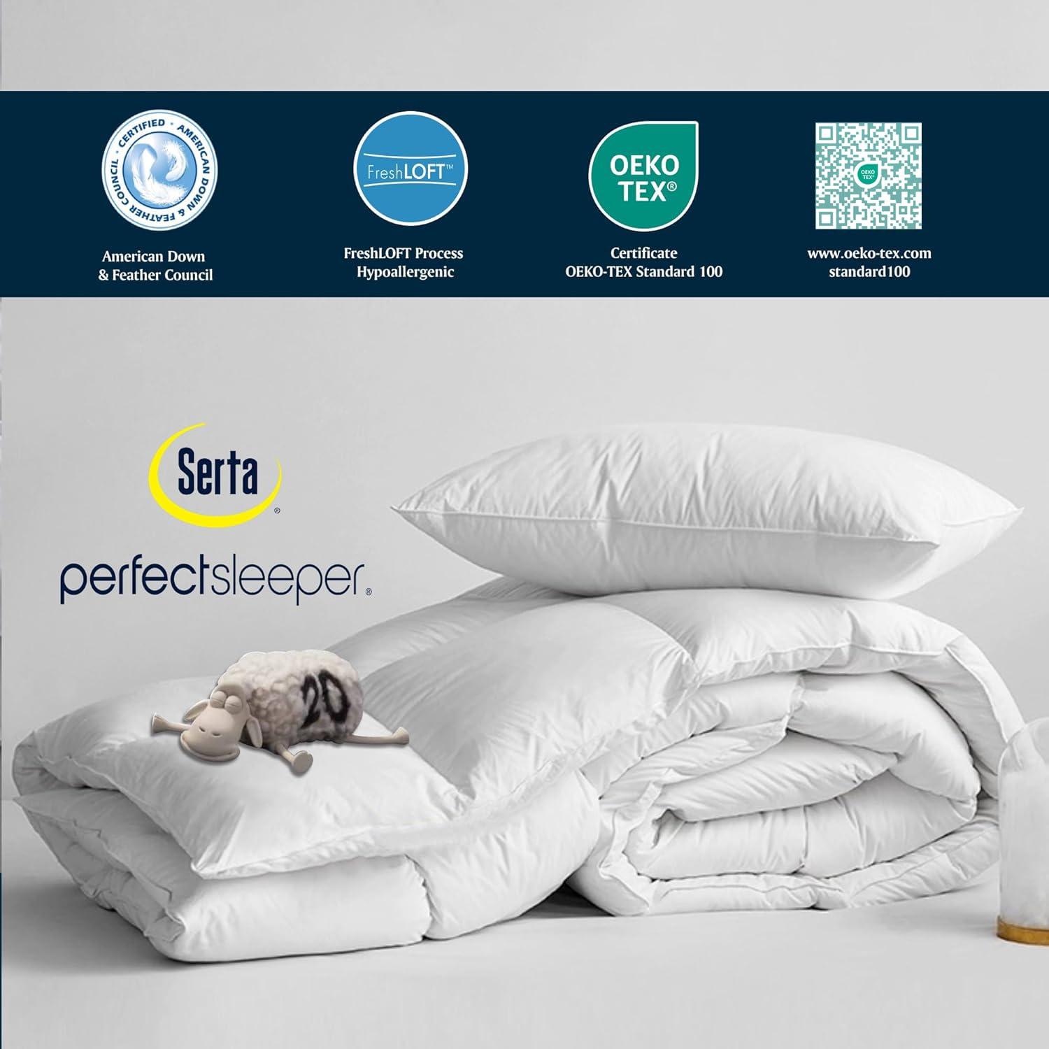 Serta Serta Super Soft 233 Thread Count White Goose Feather And Down Fiber Comforter By Serta All Season Full / Queen